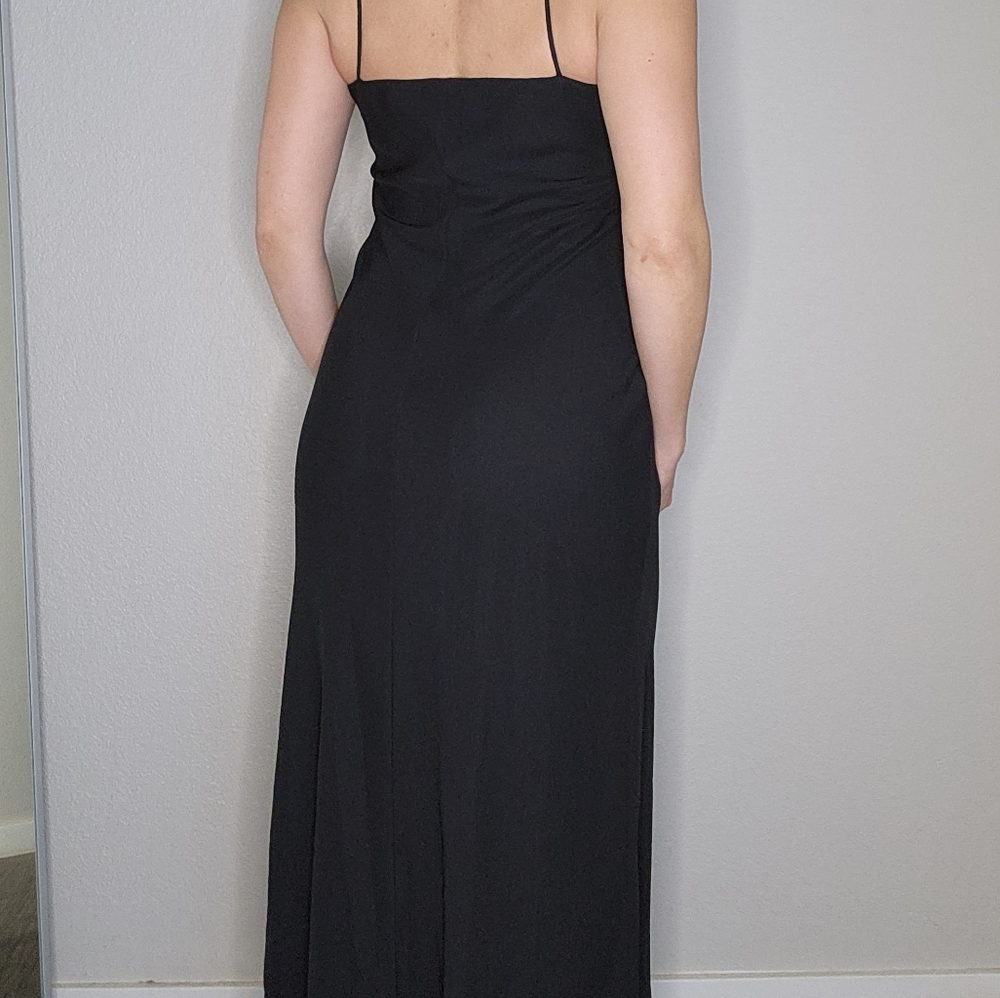 Onyx Nite Vintage 90s Long Black Cowl Neck Gown Dress Size 8 - Picture 7 of 7